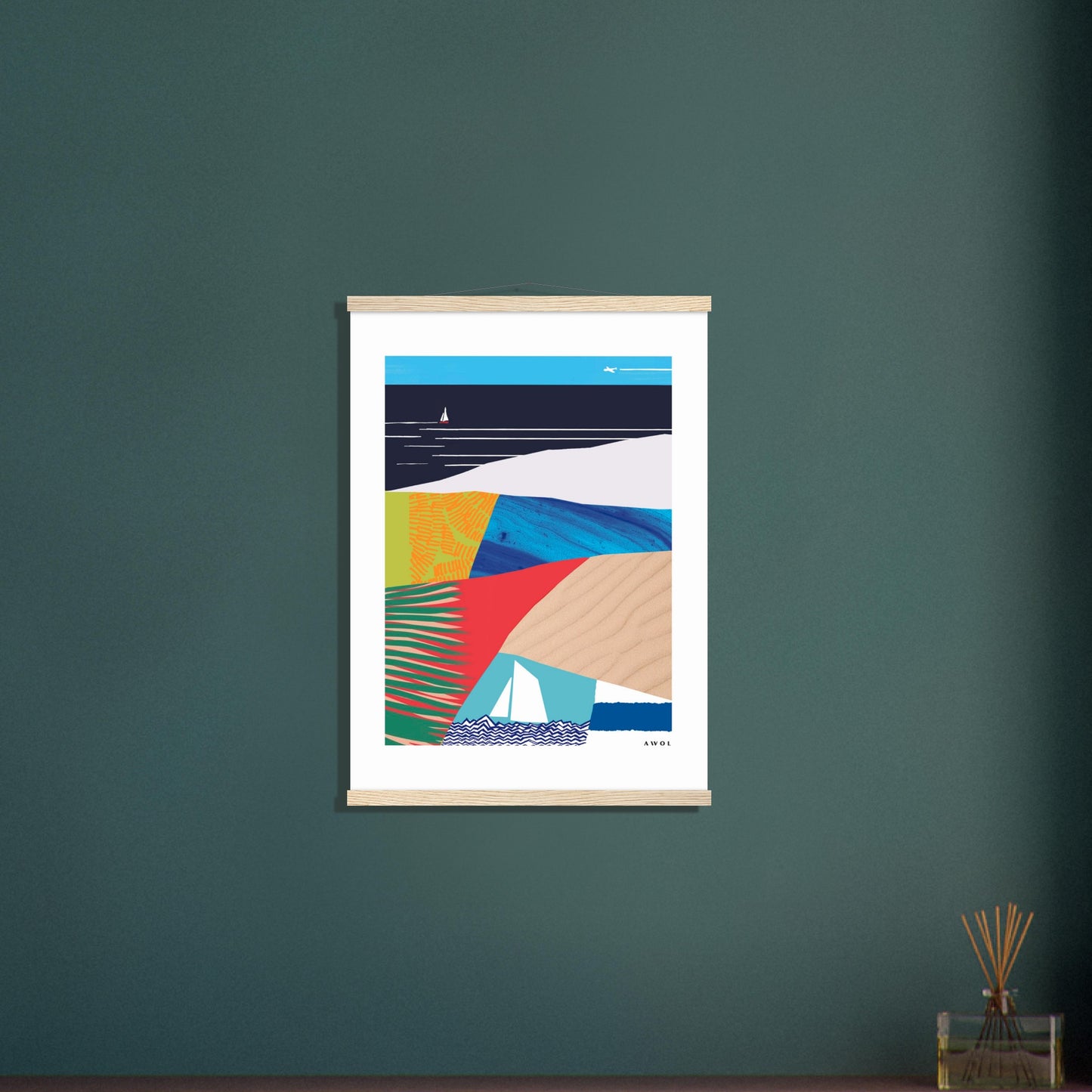 Tropical Paradise Art Print, Abstract Vacation Art: Poster with Hanger