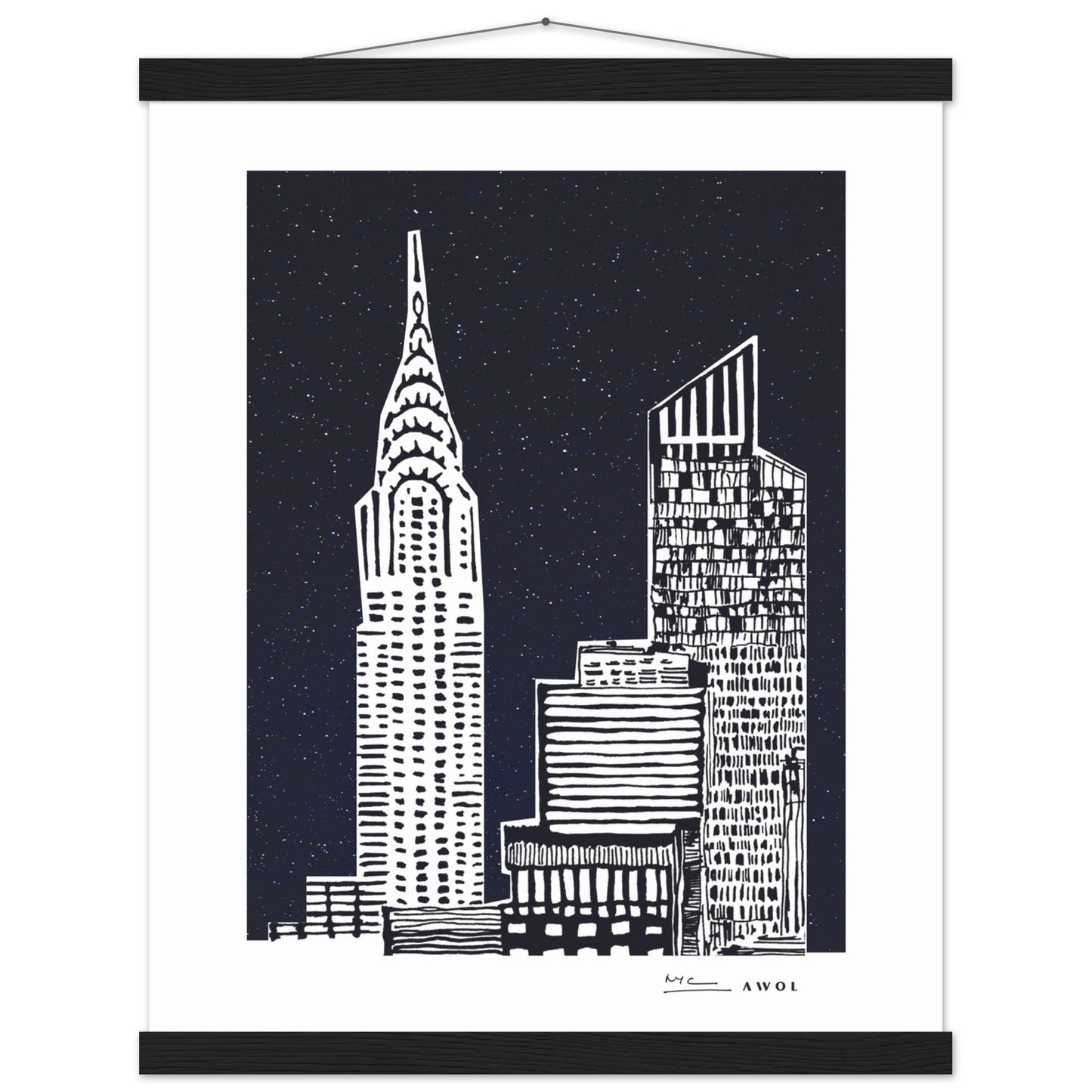 New York City At Night, Manhattan Abstraction: Poster with Hanger