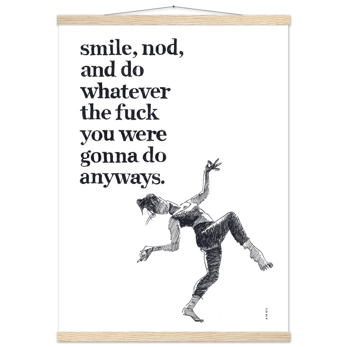Smile And Nod, Modern Zen Art Print: Poster with Hanger