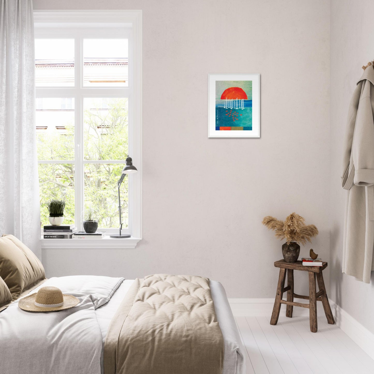 Sunrise Over The Sea, Colourful Seaside Landscape Artwork: Framed Print