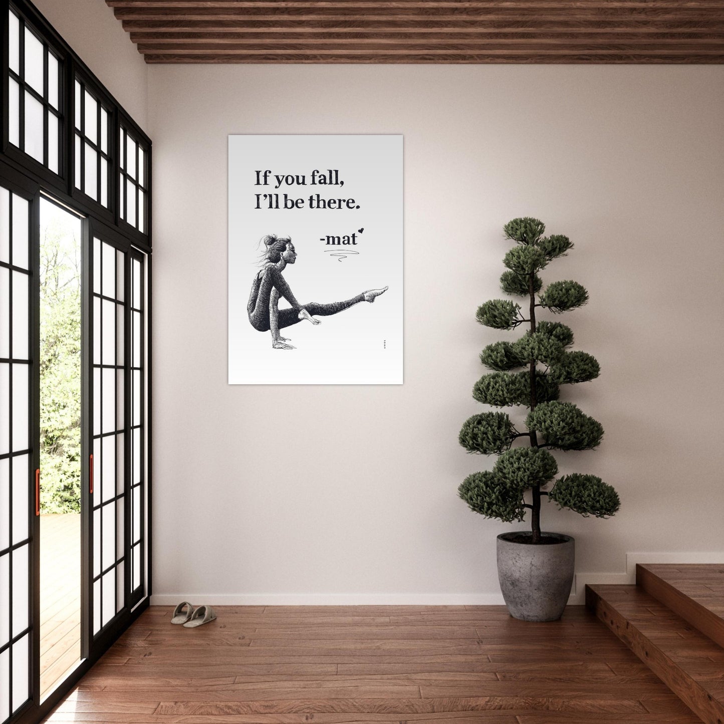 Inspiring Zen Illustration, Mindful Yoga Pose Artwork: Aluminum Art Print