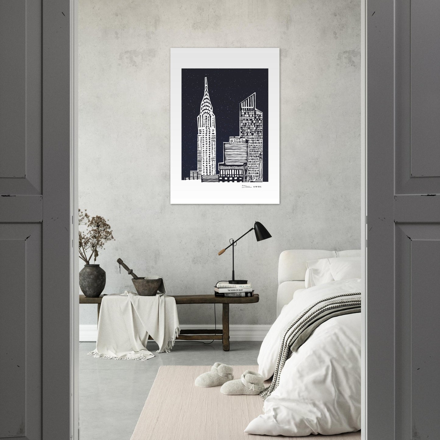 New York City At Night, Manhattan Abstraction: Aluminum Art Print