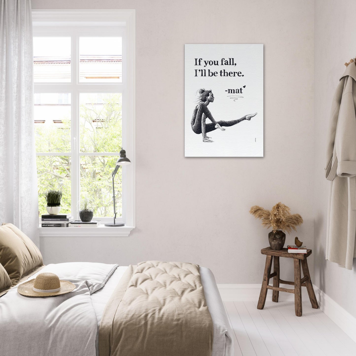 Woman In Yoga Pose On Yoga Mat With Inspirational Quote: Canvas Art Print