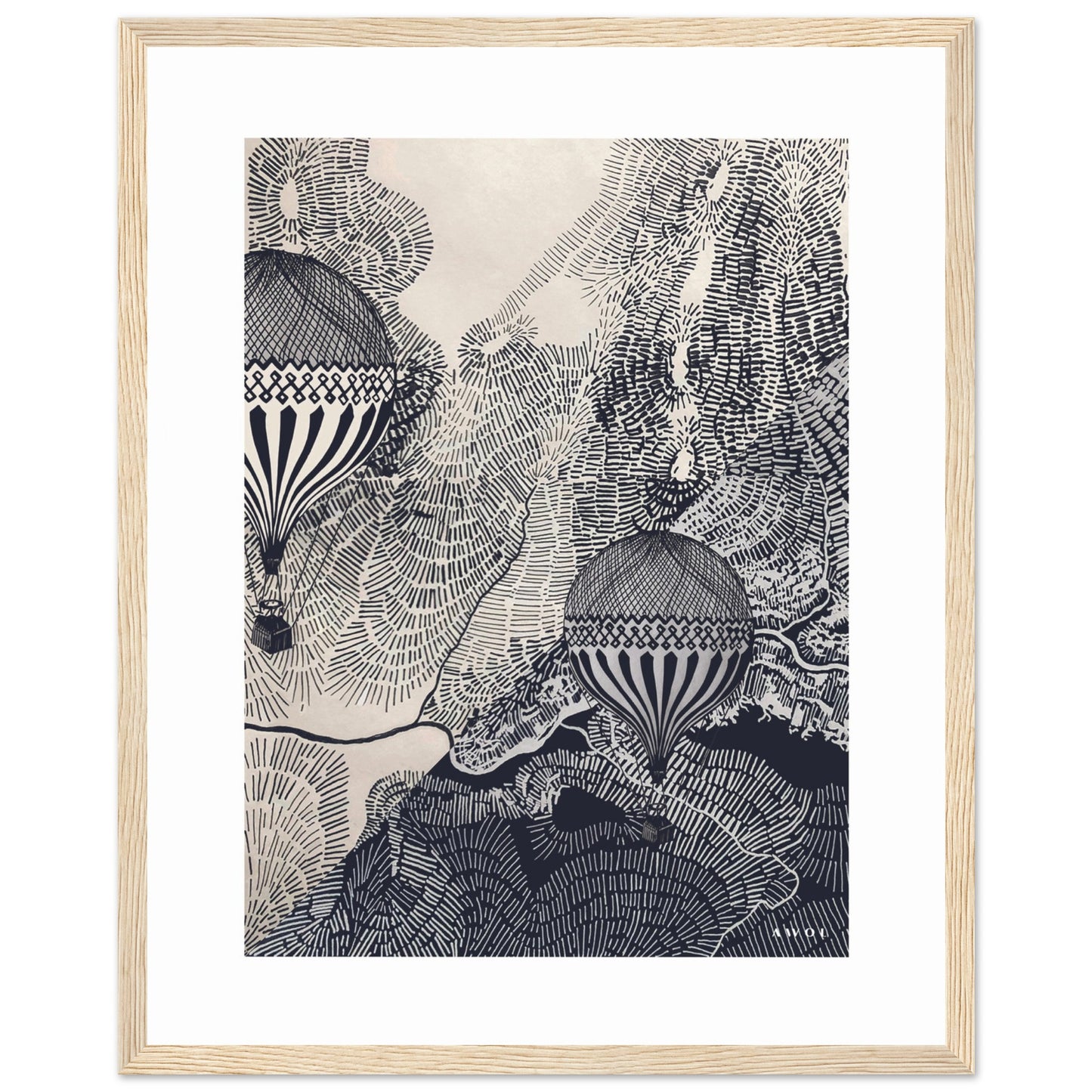 Dreaming Big: Hot Air Balloon Travel In The Sky, Framed Art Print