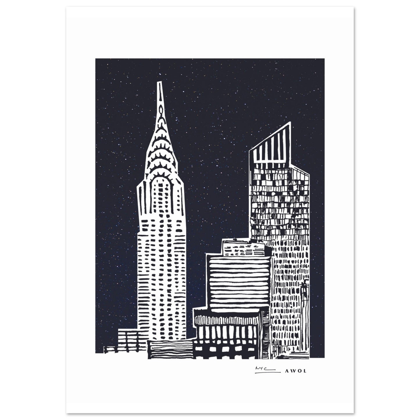 New York City At Night, Manhattan Abstraction: Poster Print