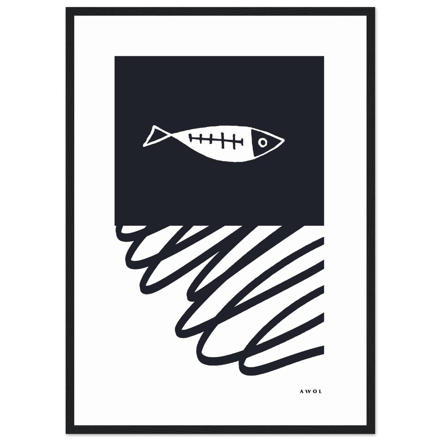 Minimalist Wall Decor, Scandinavian Wall Art With Fish: Framed Art Print