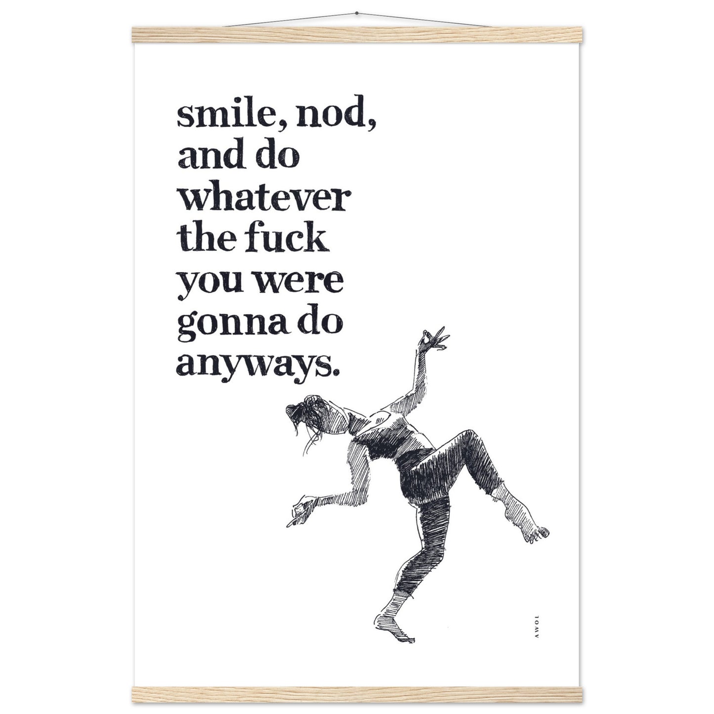 Smile And Nod, Modern Zen Art Print: Poster with Hanger