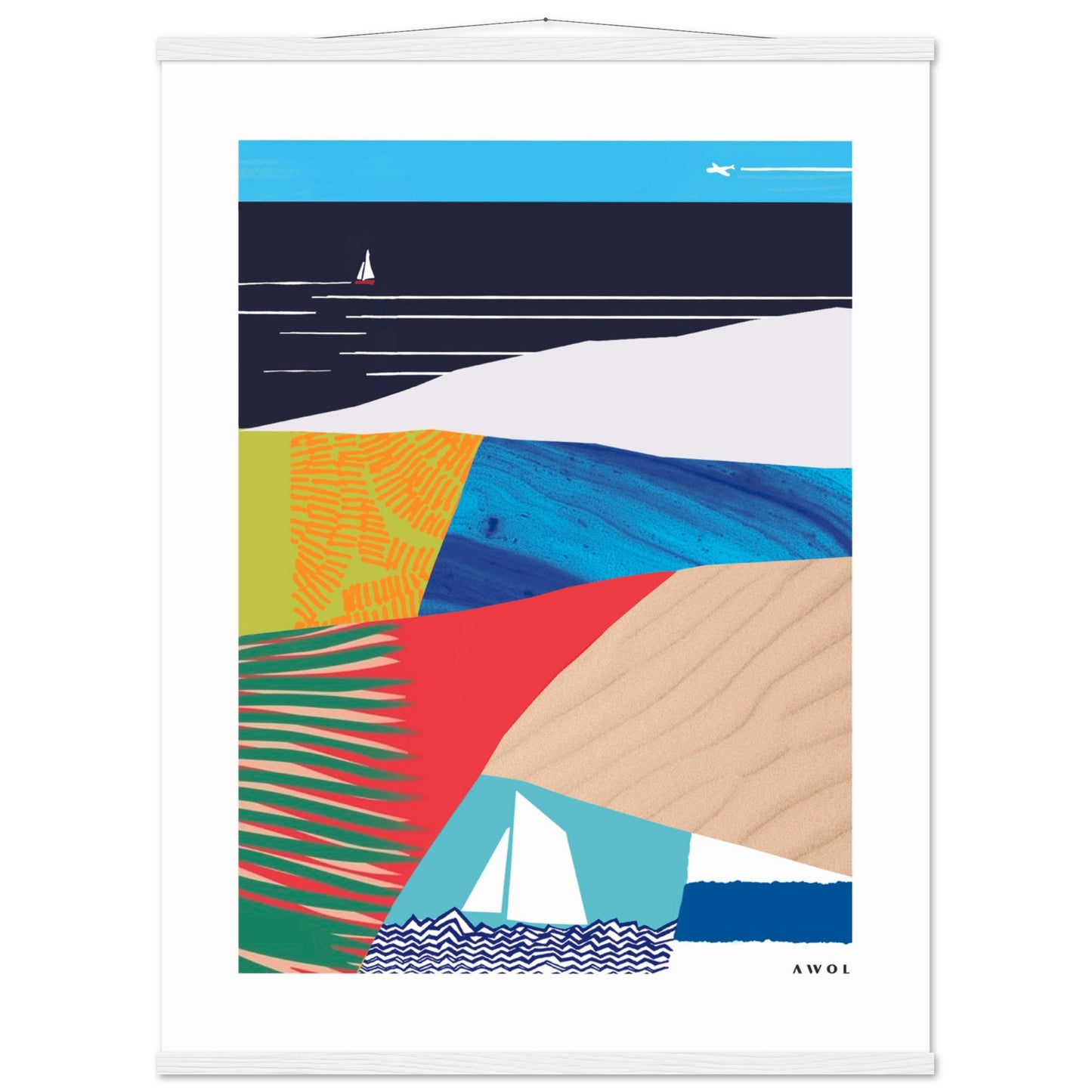 Tropical Paradise Art Print, Abstract Vacation Art: Poster with Hanger