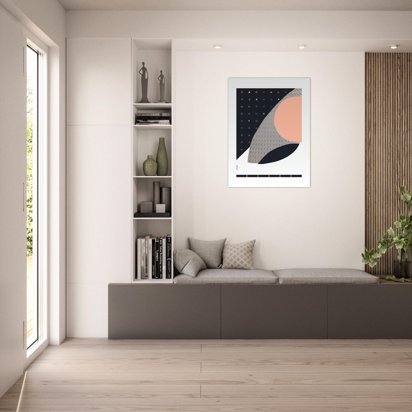 Minimalist Wall Art, Scandinavian Abstraction With Graphic Shapes: Poster Print