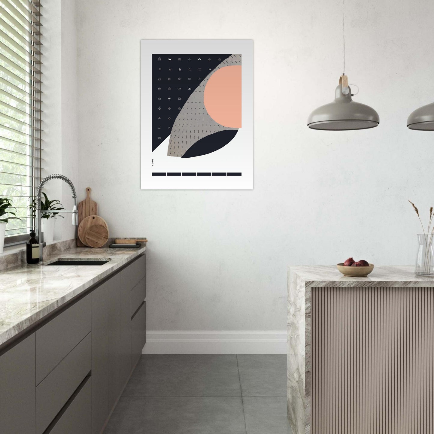 Minimalist Wall Art, Scandinavian Abstraction With Graphic Shapes: Poster Print