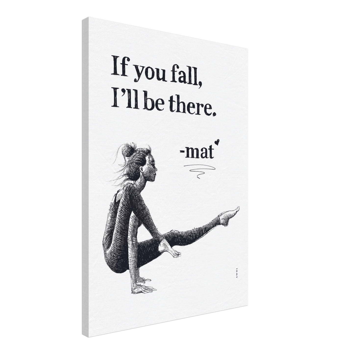 Woman In Yoga Pose On Yoga Mat With Inspirational Quote: Canvas Art Print