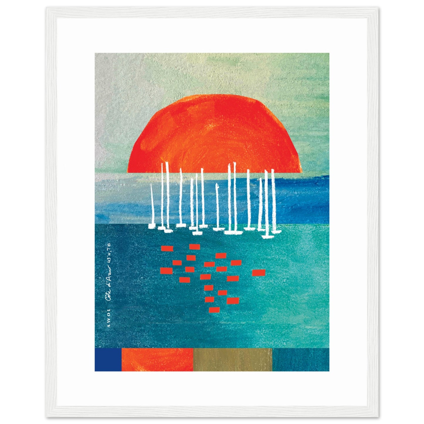 Sunrise Over The Sea, Colourful Seaside Landscape Artwork: Framed Print