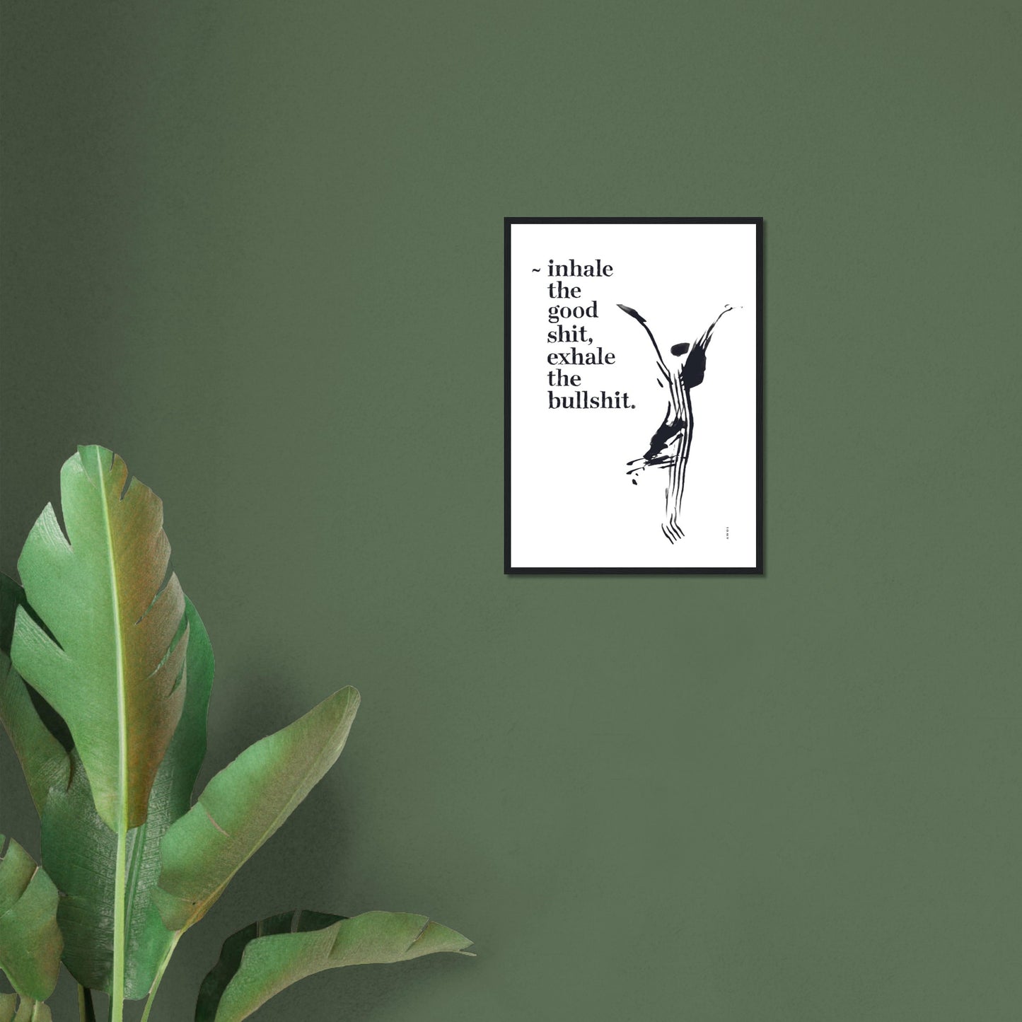 Funny Zen Quote, Exhale The Bullshit, Yoga Wall Art: Framed Art Print