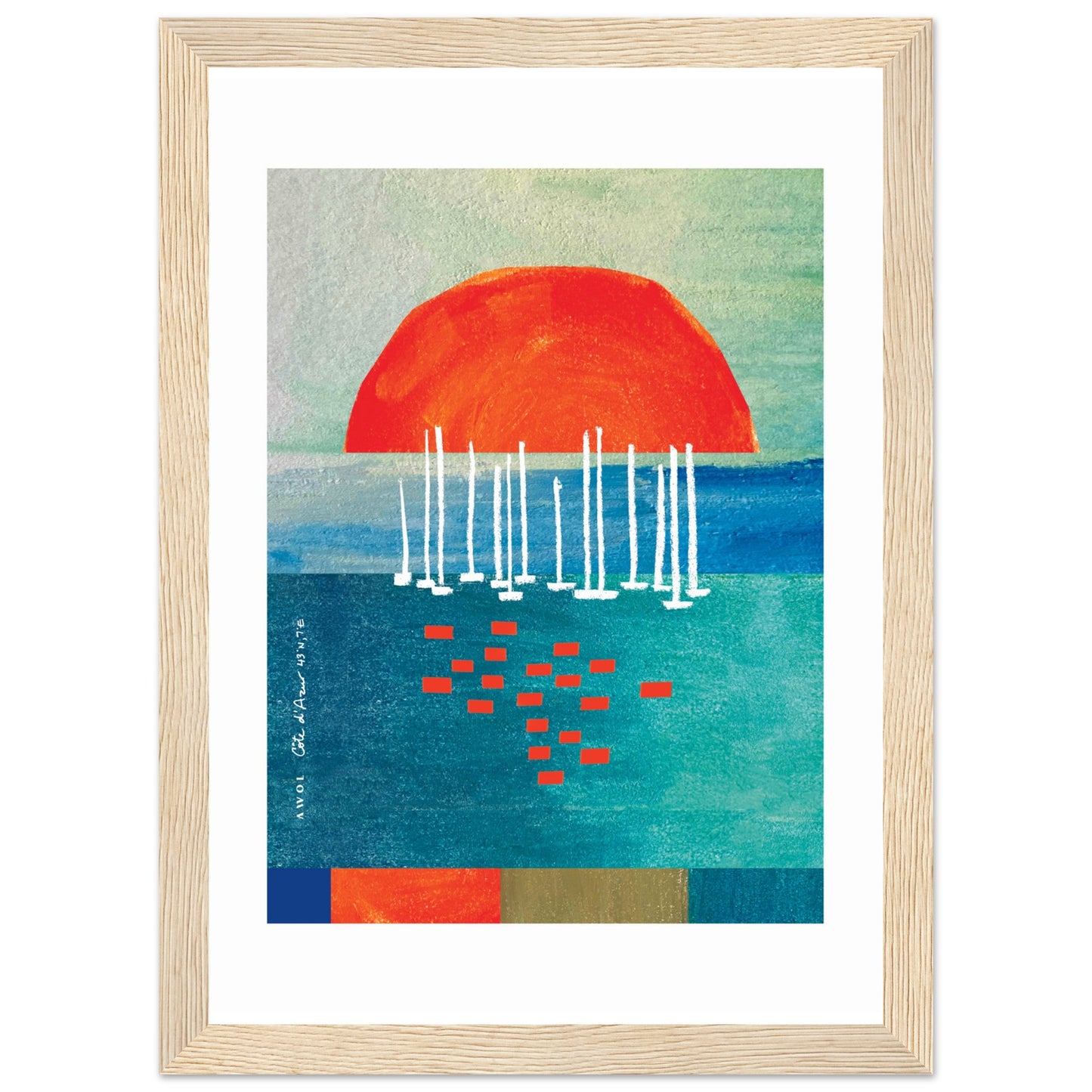 Sunrise Over The Sea, Colourful Seaside Landscape Artwork: Framed Print
