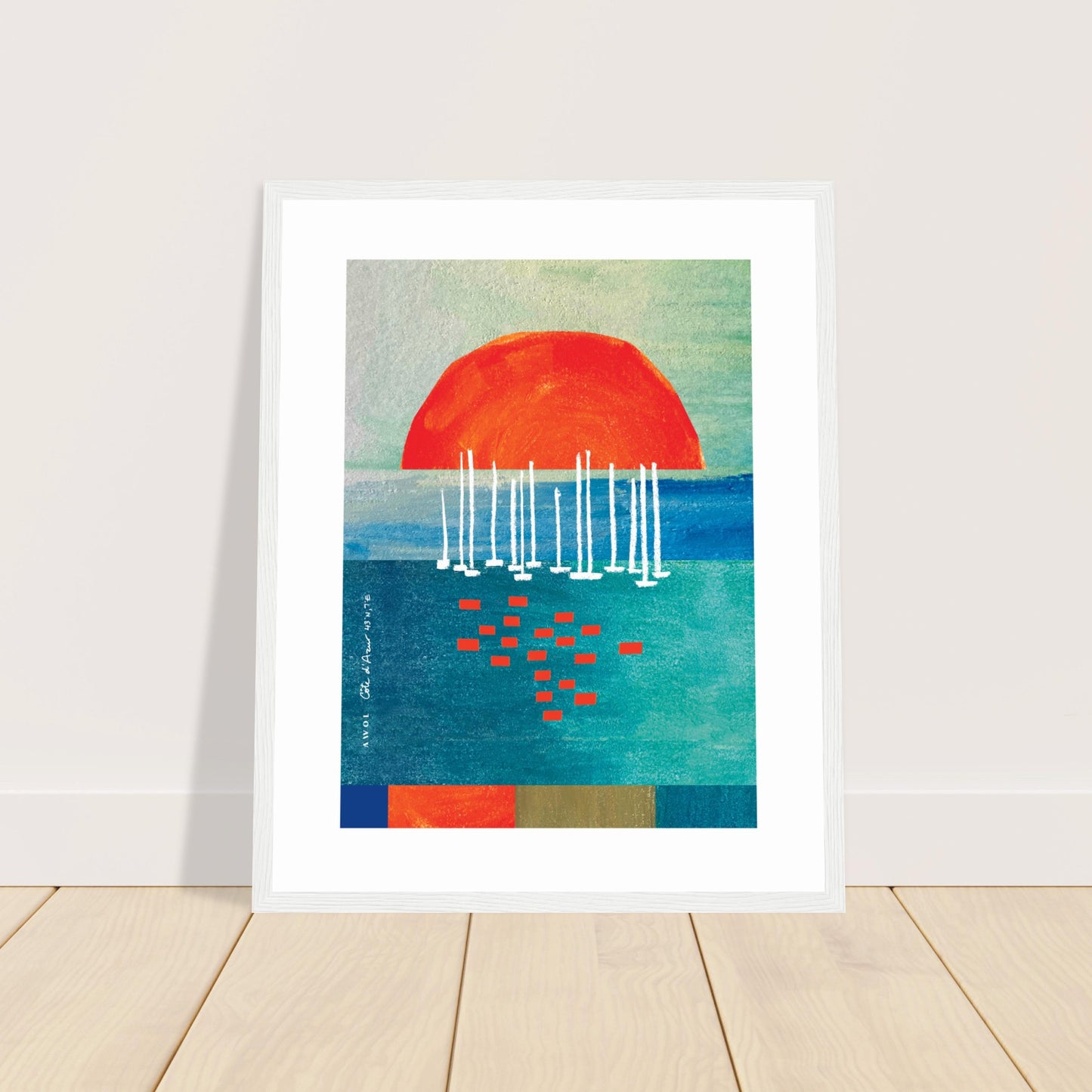 Sunrise Over The Sea, Colourful Seaside Landscape Artwork: Framed Print