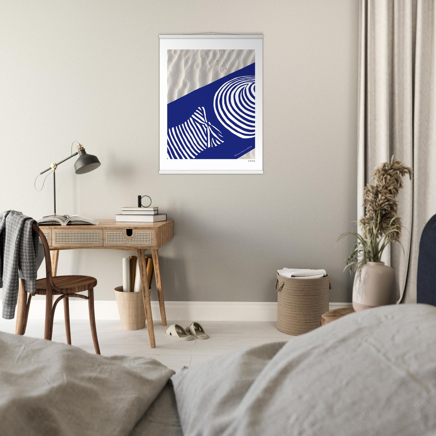 Woman In Oversized Hat And Stripes Sleeping On The Beach: Island Mood: Classic Matte Paper Poster with Hanger