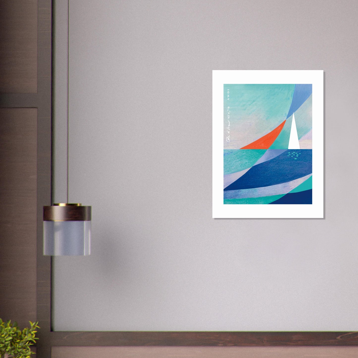 Sailing On Windy Seas, Abstract Sea Wall Art With Sailboat On The Med: Aluminum Print