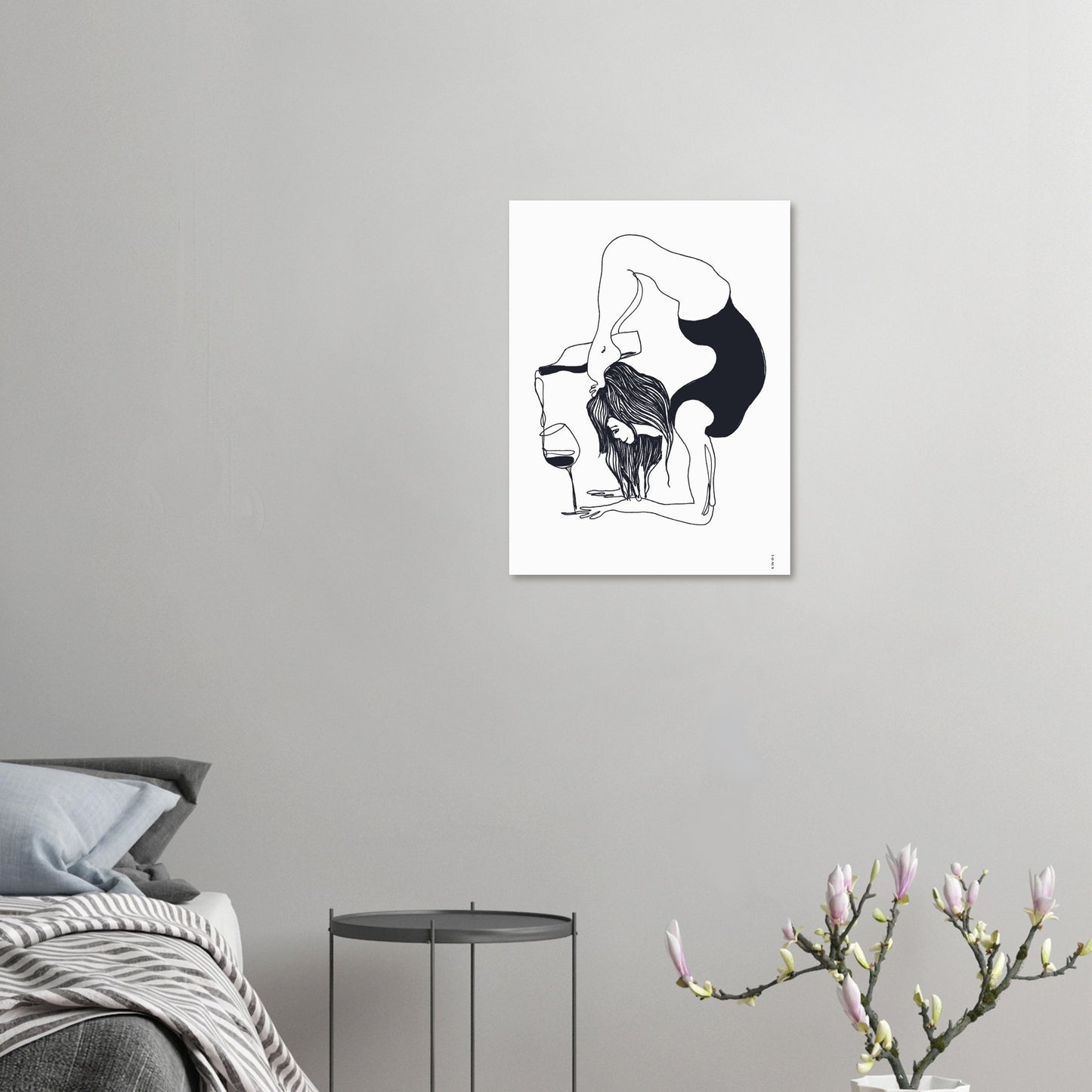 Funny Yoga Art With Wine Quote: Classic Matte Paper Poster