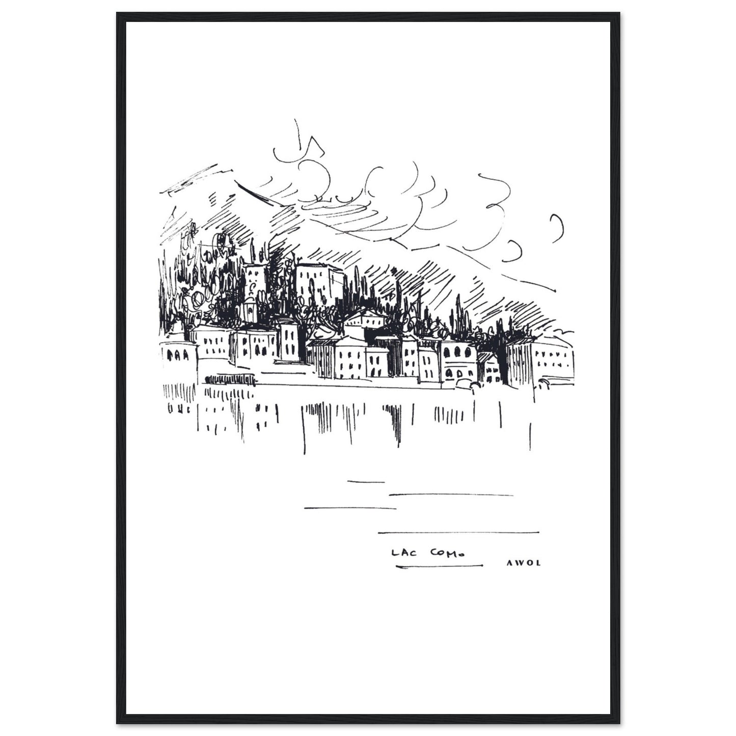 Italian Scenery Wall Art With Villas On A Hill In Lake Como, Framed Art Print