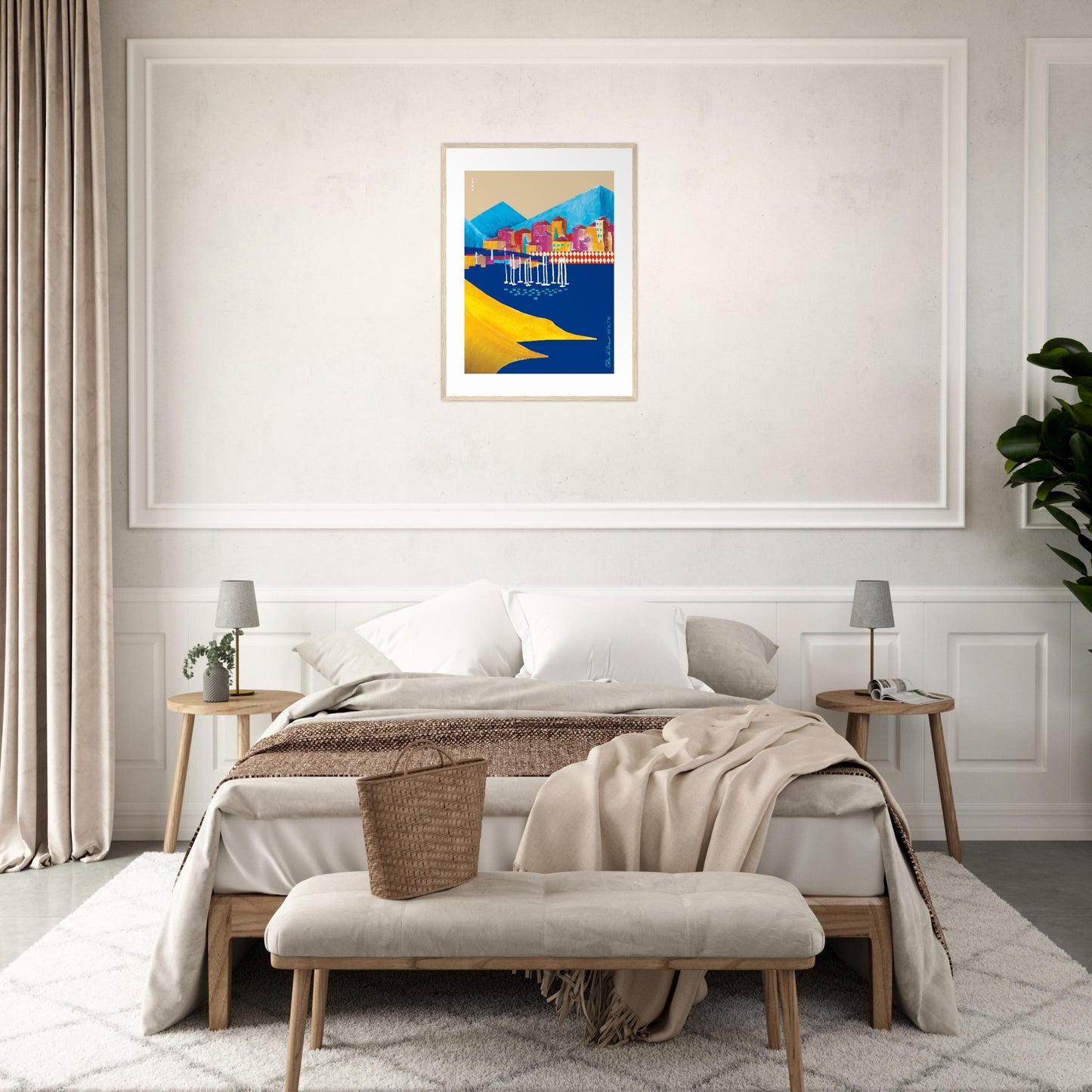 Colourful Beach Towns In The South of France Poster: Framed Art Print