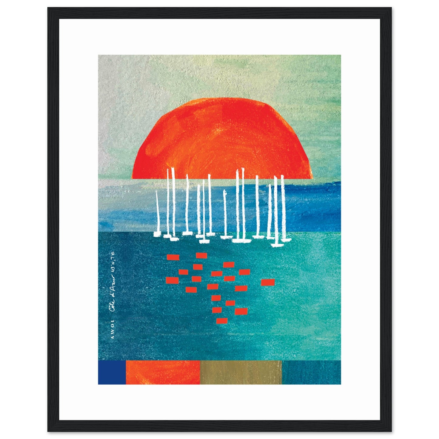 Sunrise Over The Sea, Colourful Seaside Landscape Artwork: Framed Print