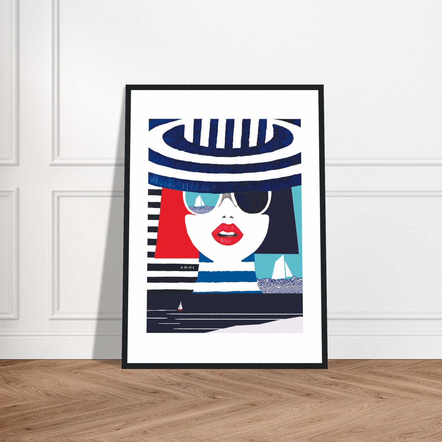 Portrait Of A Woman On The Beach: Mediterranean Wall Art, Framed Print