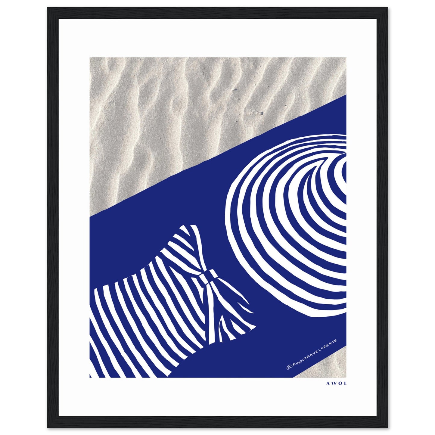 Woman In Oversized Hat And Stripes Sleeping On The Beach: Island Mood Classic Matte Paper Wooden Framed Art Print