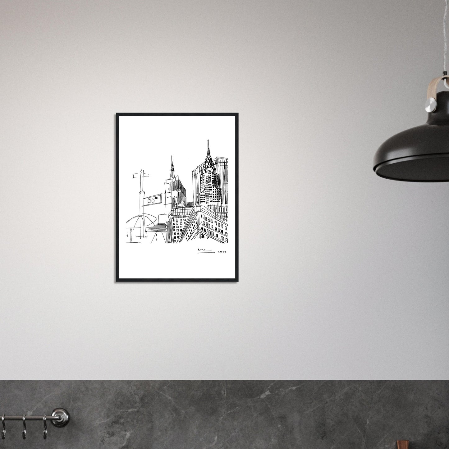 New York City Skyline Art, Iconic Skyscrapers: Framed Art Print