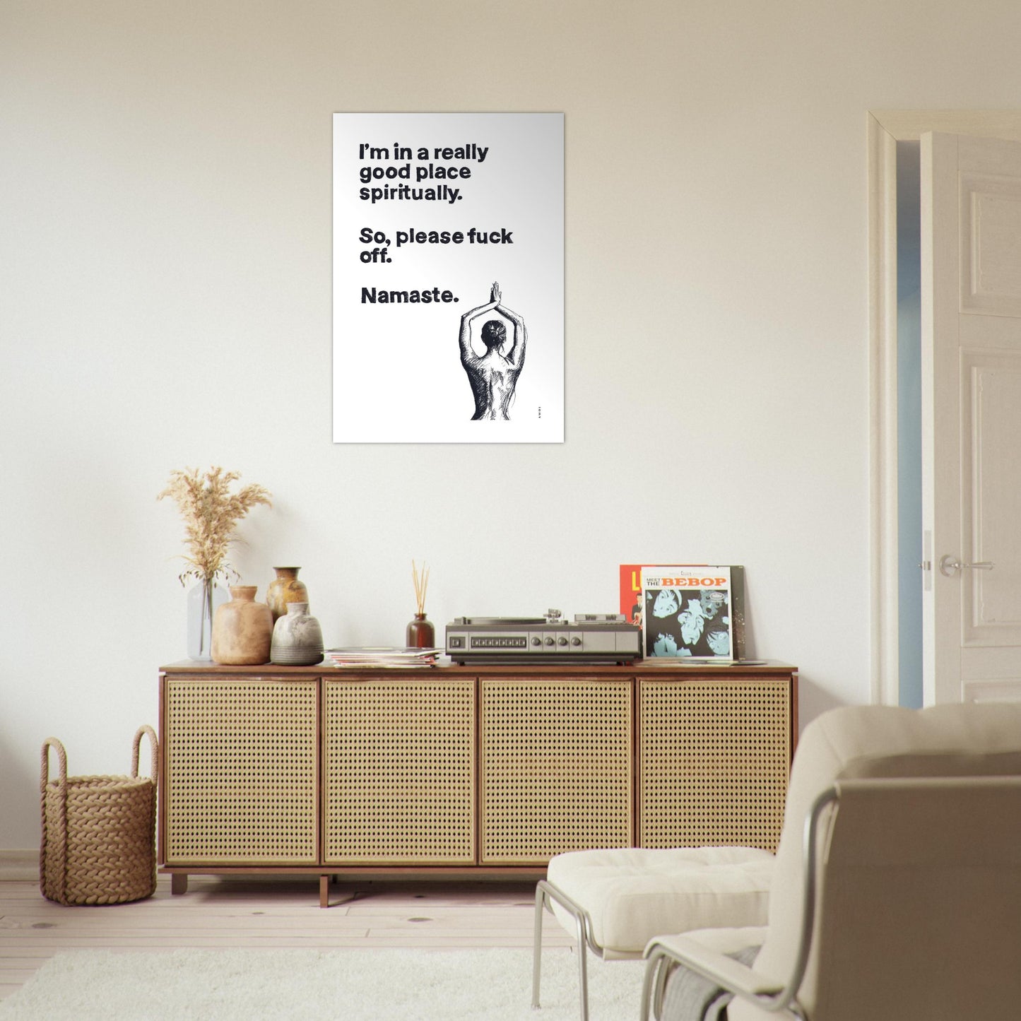 I'm In a Good Place, Please Fuck Off: Yoga Art From India And Bali, Aluminum Art Print