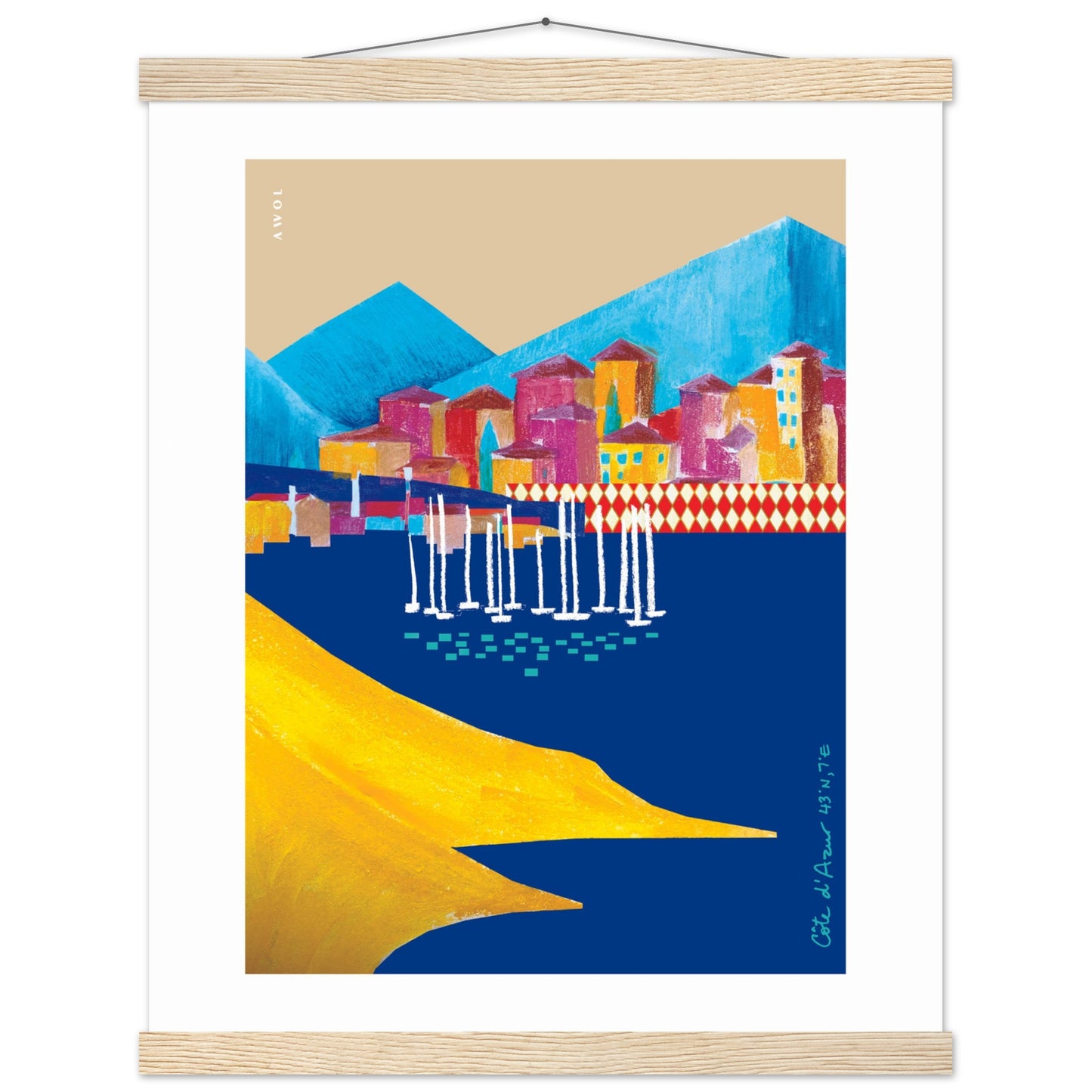 Colourful Villas On the Mediterranean Sea, Travel Poster With Hanger