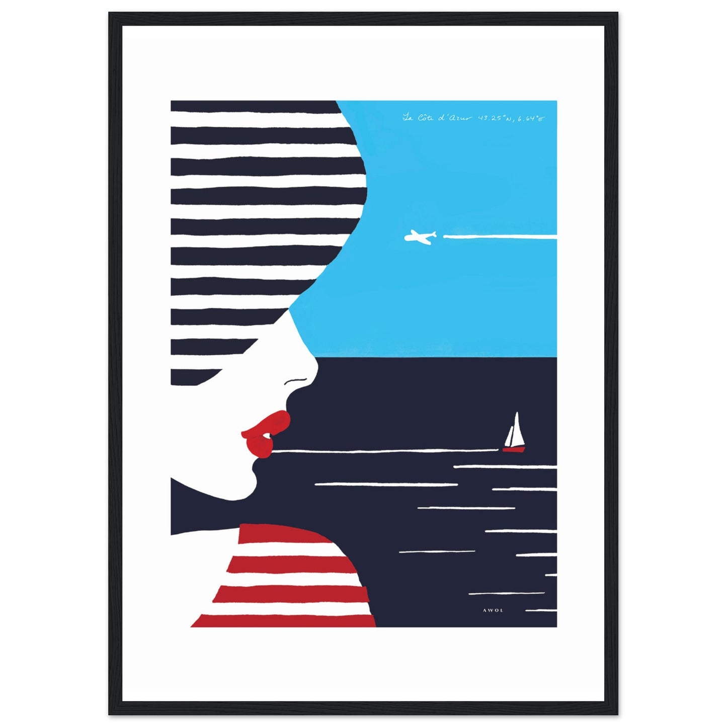 Portrait Of A Woman Looking At The Sea In The South Of France: Slow Living: Classic Matte Paper Wooden Framed Art Print