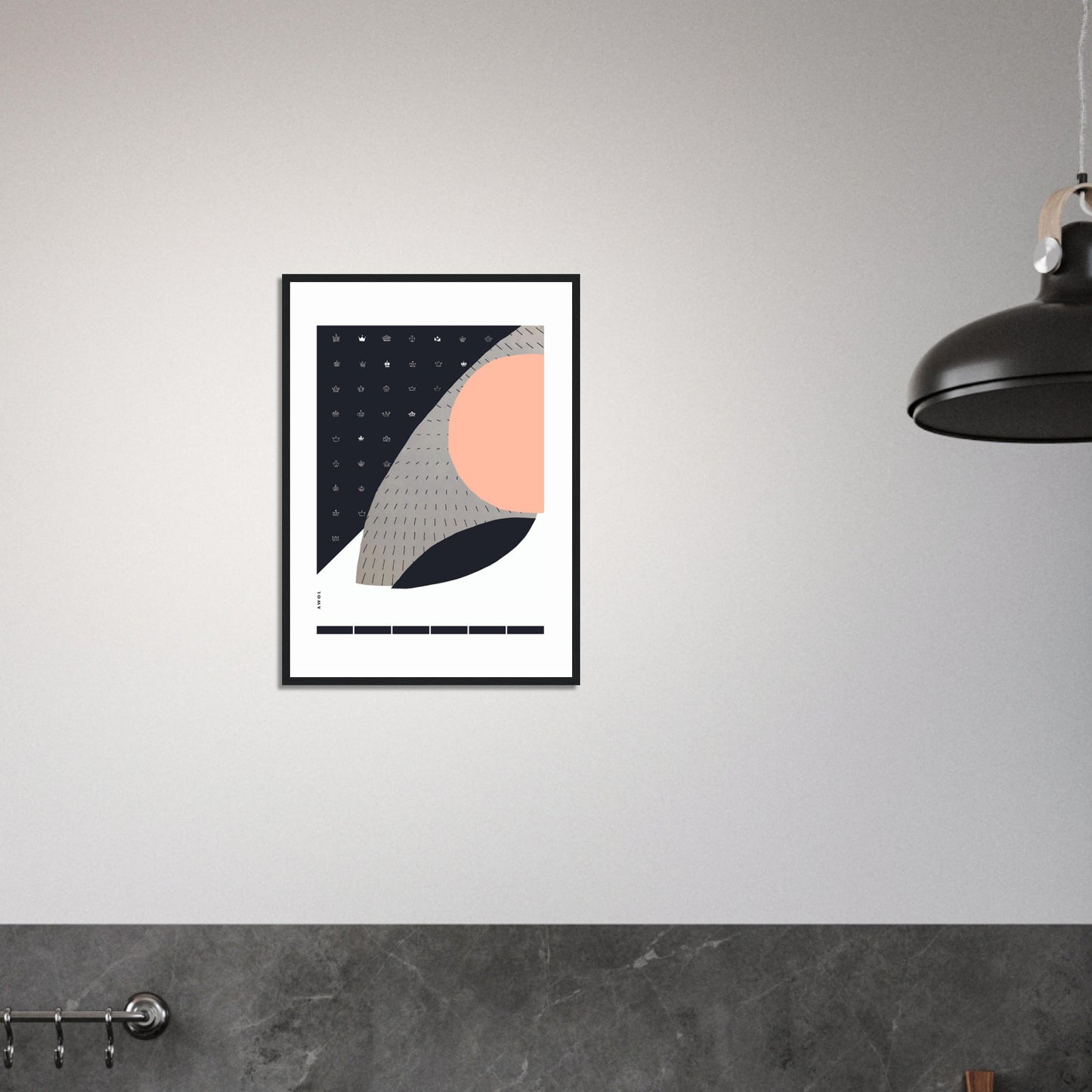 Minimalist Wall Art, Scandinavian Art Print With Abstract Graphic Shapes: Framed Art Print