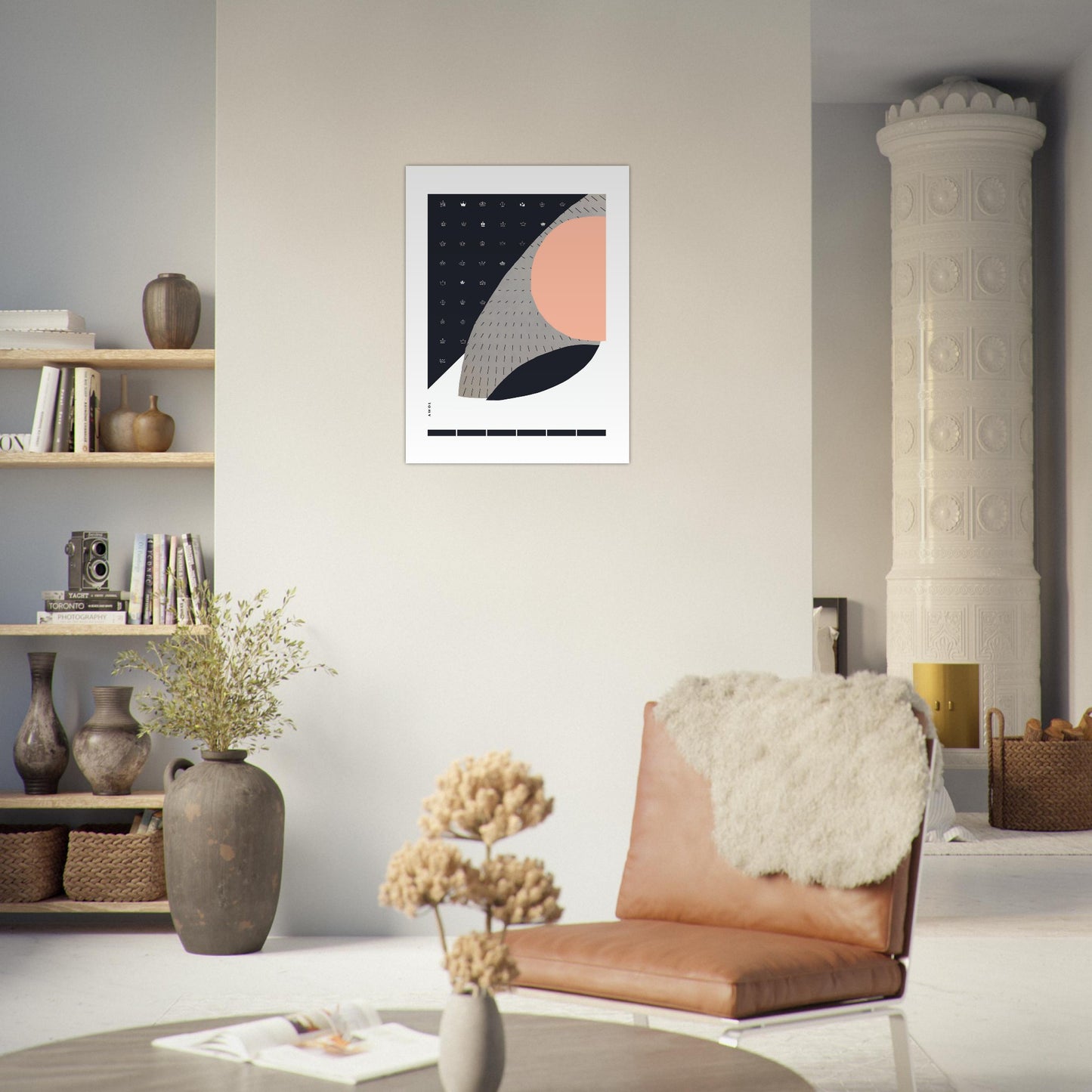 Scandinavian Art Print With Abstract Pattern: Minimalist Aluminum Art Print