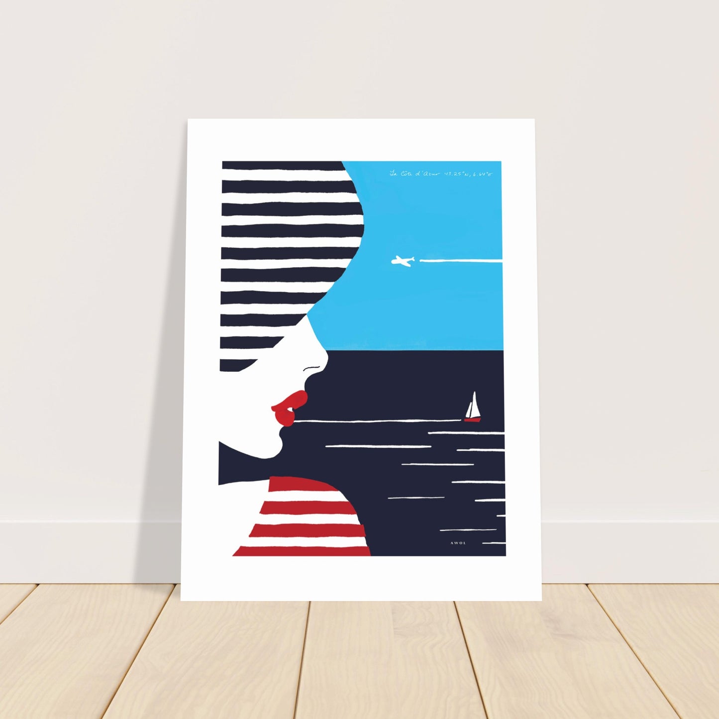 Colourful Beach Portrait Of A Woman By The Sea: French Riviera Poster