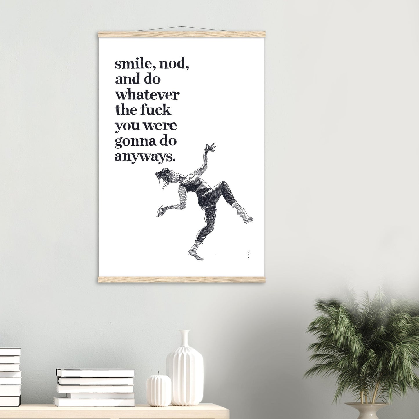 Smile And Nod, Modern Zen Art Print: Poster with Hanger