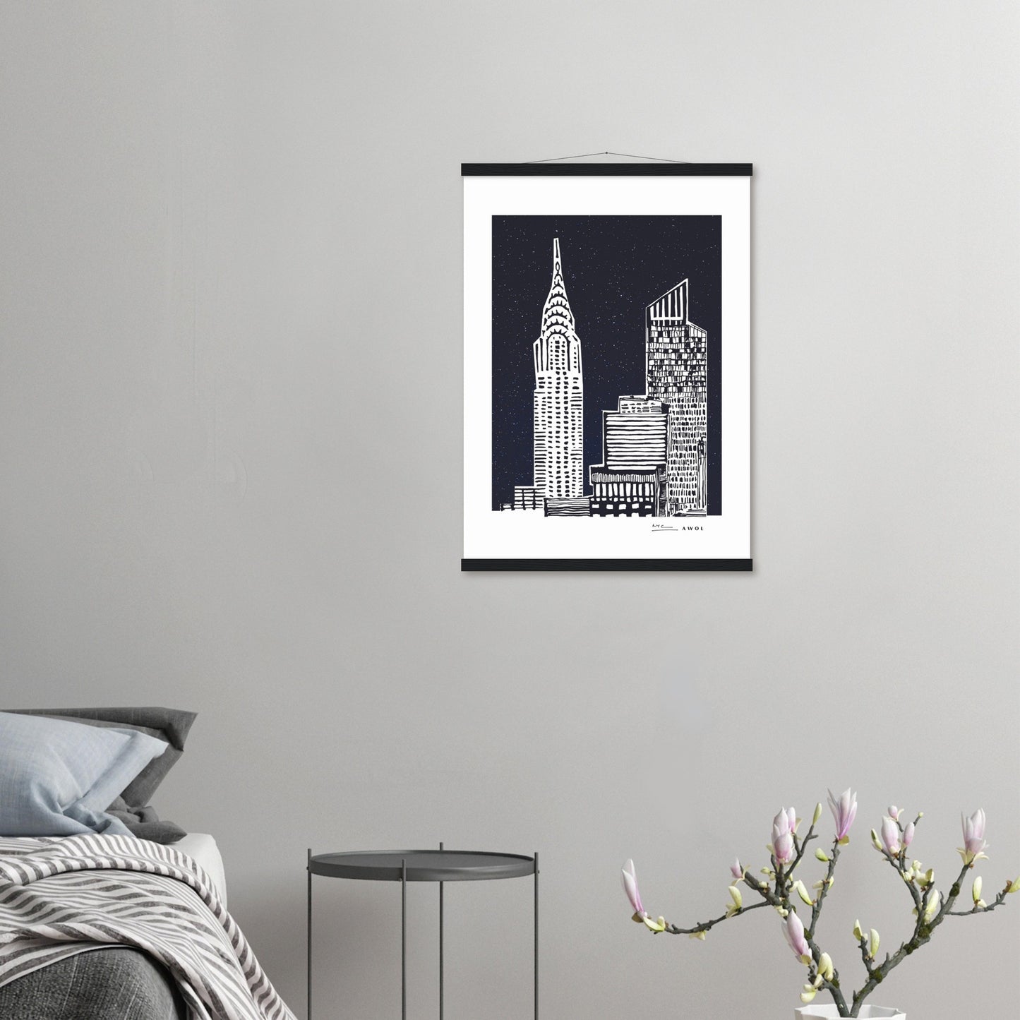New York City At Night, Manhattan Abstraction: Poster with Hanger
