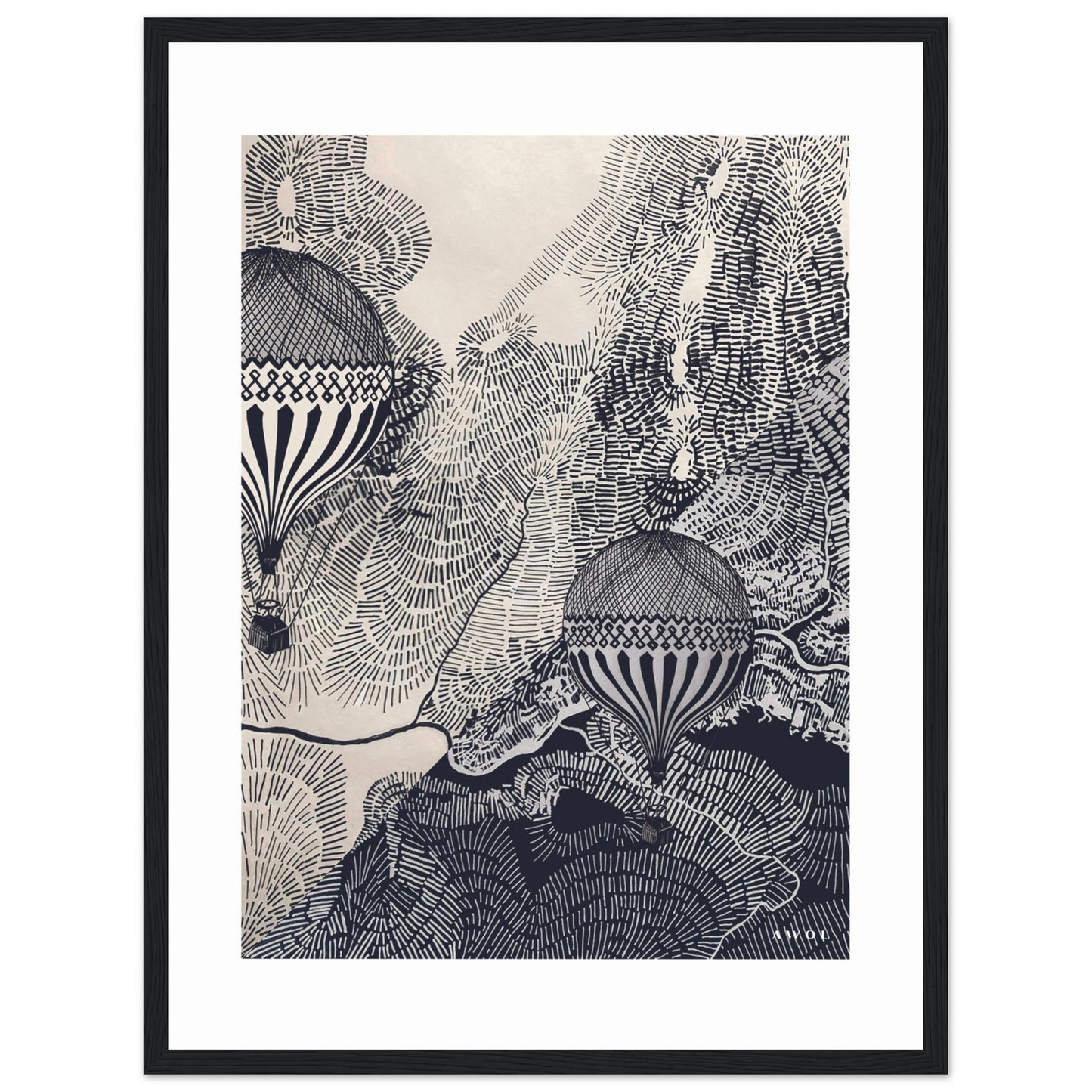 Dreaming Big: Hot Air Balloon Travel In The Sky, Framed Art Print