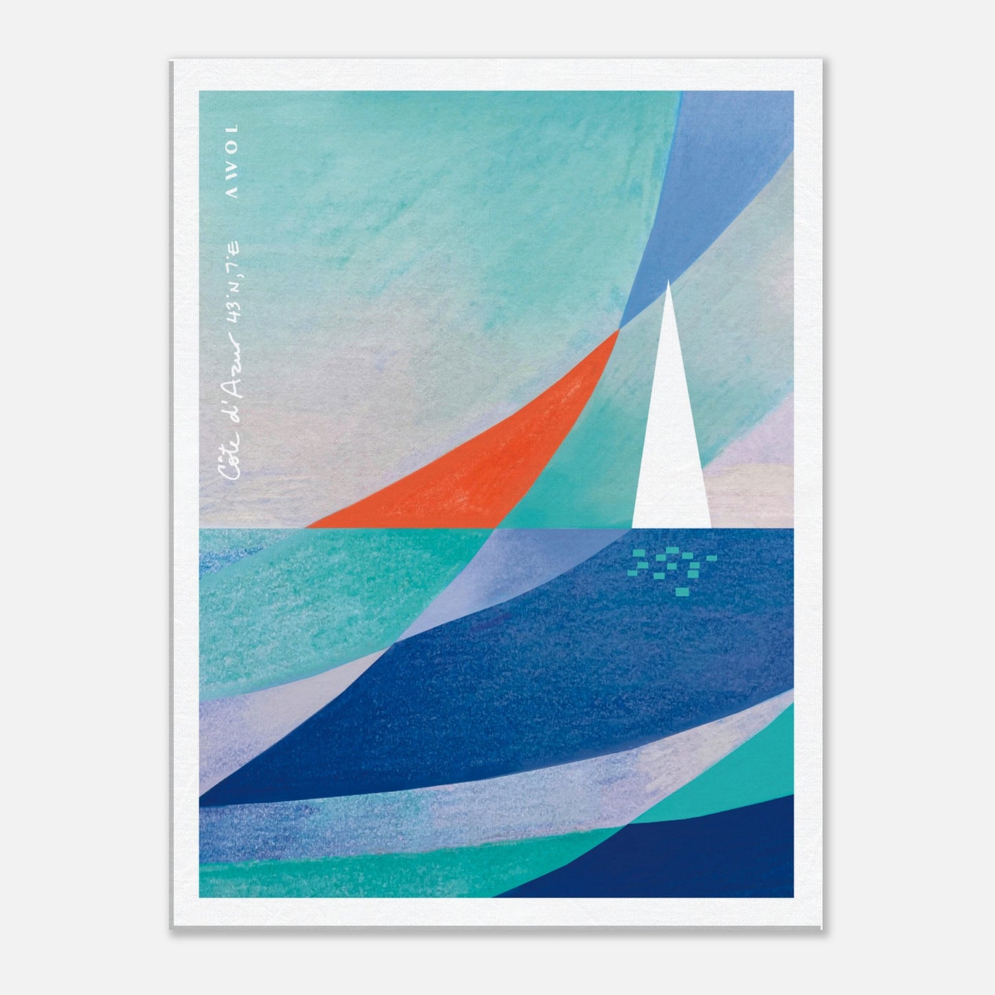 White Sailboat on The Mediterranean Sea: Blue Canvas Art Print