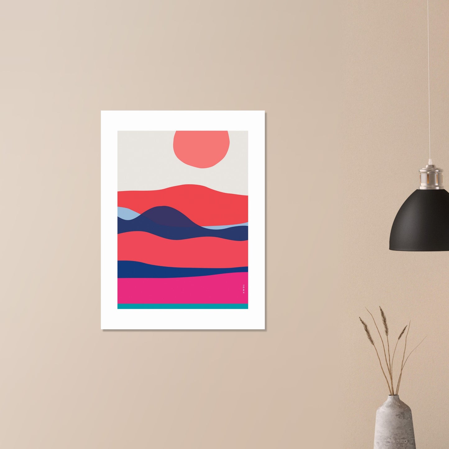 Minimalist Ocean Wall Art, Abstract Sea With Sunrises and Sunsets: Aluminum Print