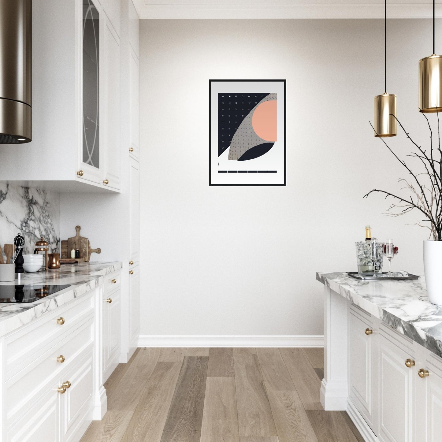 Minimalist Wall Art, Scandinavian Art Print With Abstract Graphic Shapes: Framed Art Print