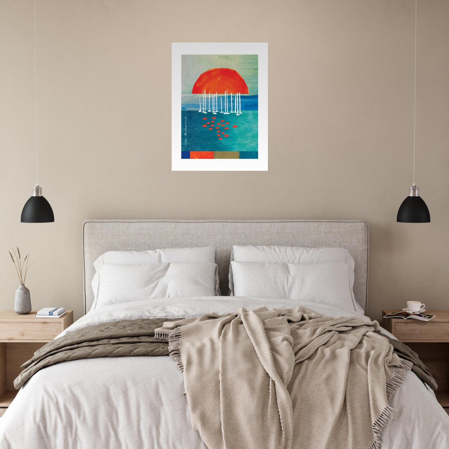 Sunset Wall Art With Sailboats On The Mediterranean Sea: Aluminum Print