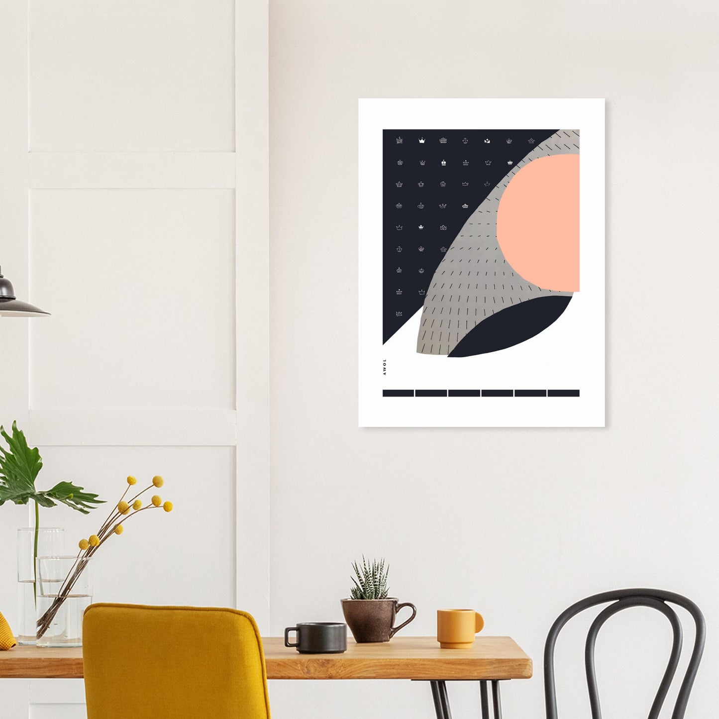 Scandinavian Art Print With Abstract Pattern: Minimalist Aluminum Art Print