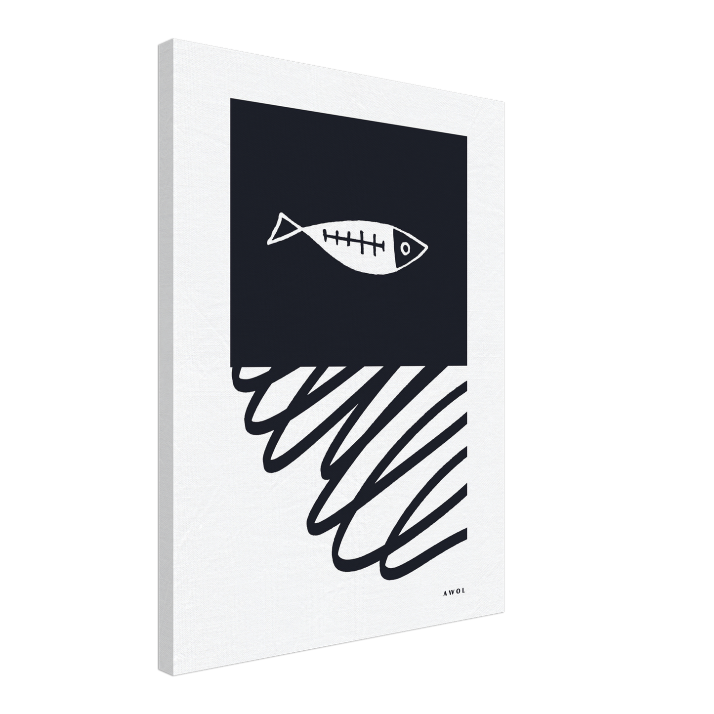 Minimalist Fish In Nordic Waters: Scandi Love Canvas Art Print
