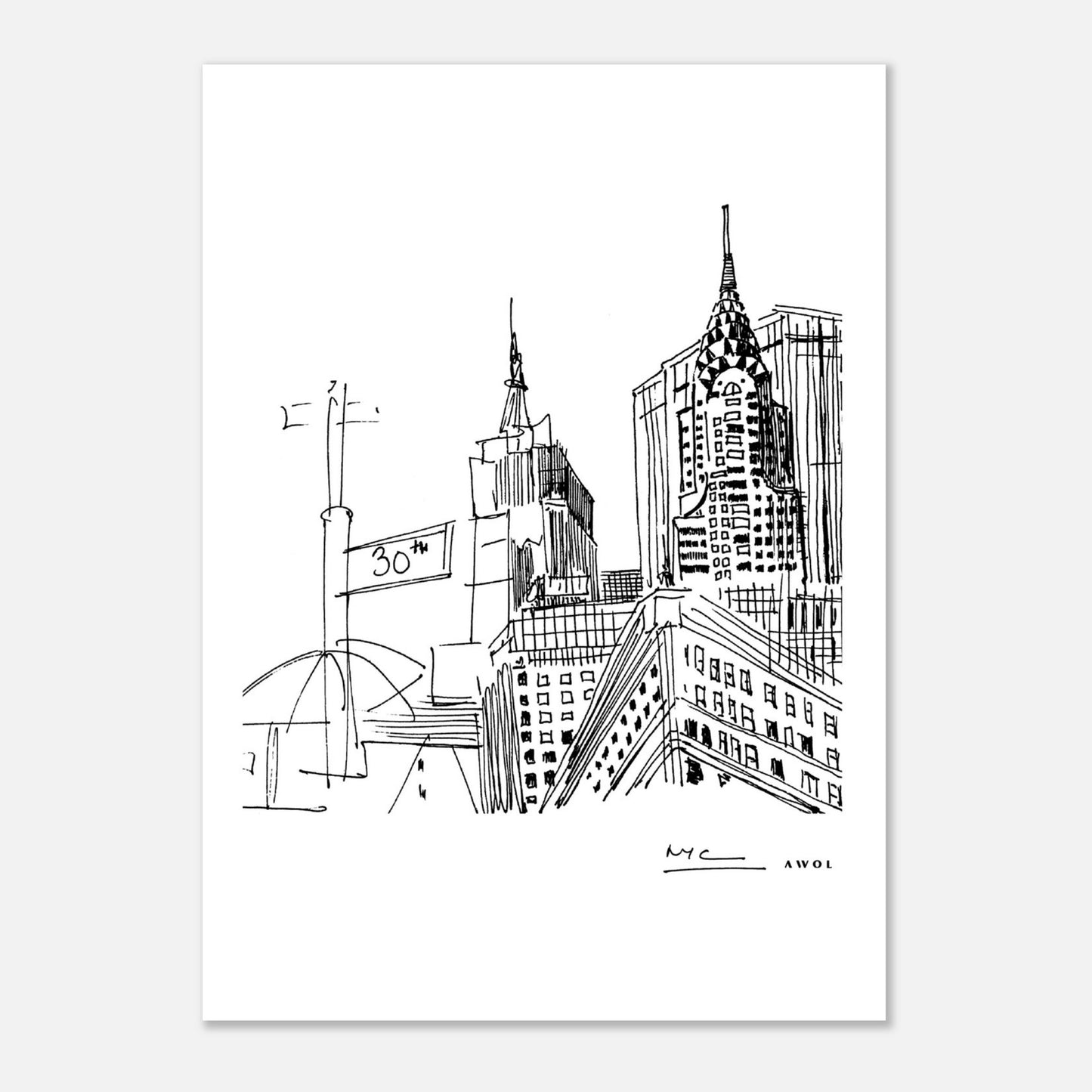 New York City Skyline Art, Iconic Skyscrapers: Poster Print