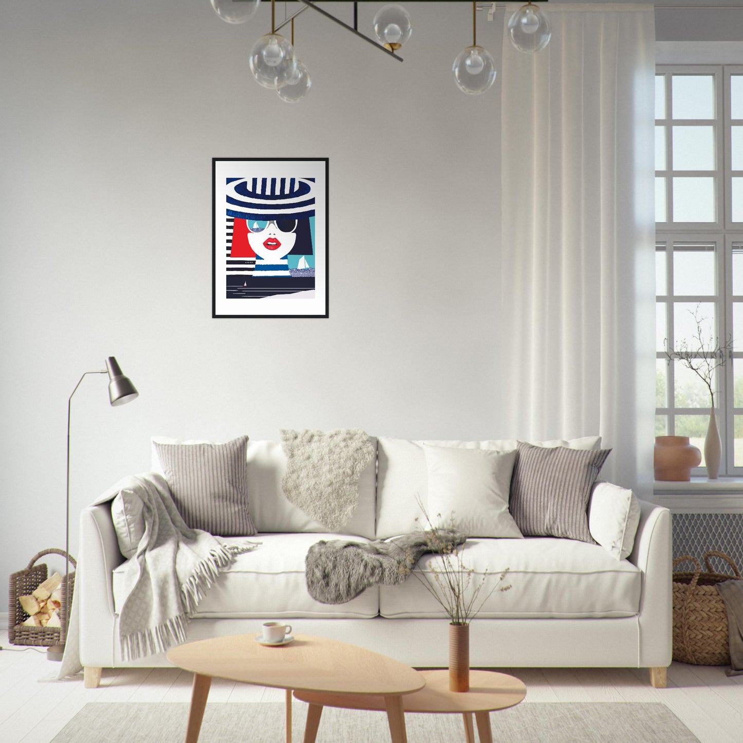 Portrait Of A Woman On The Beach: Mediterranean Wall Art, Framed Print