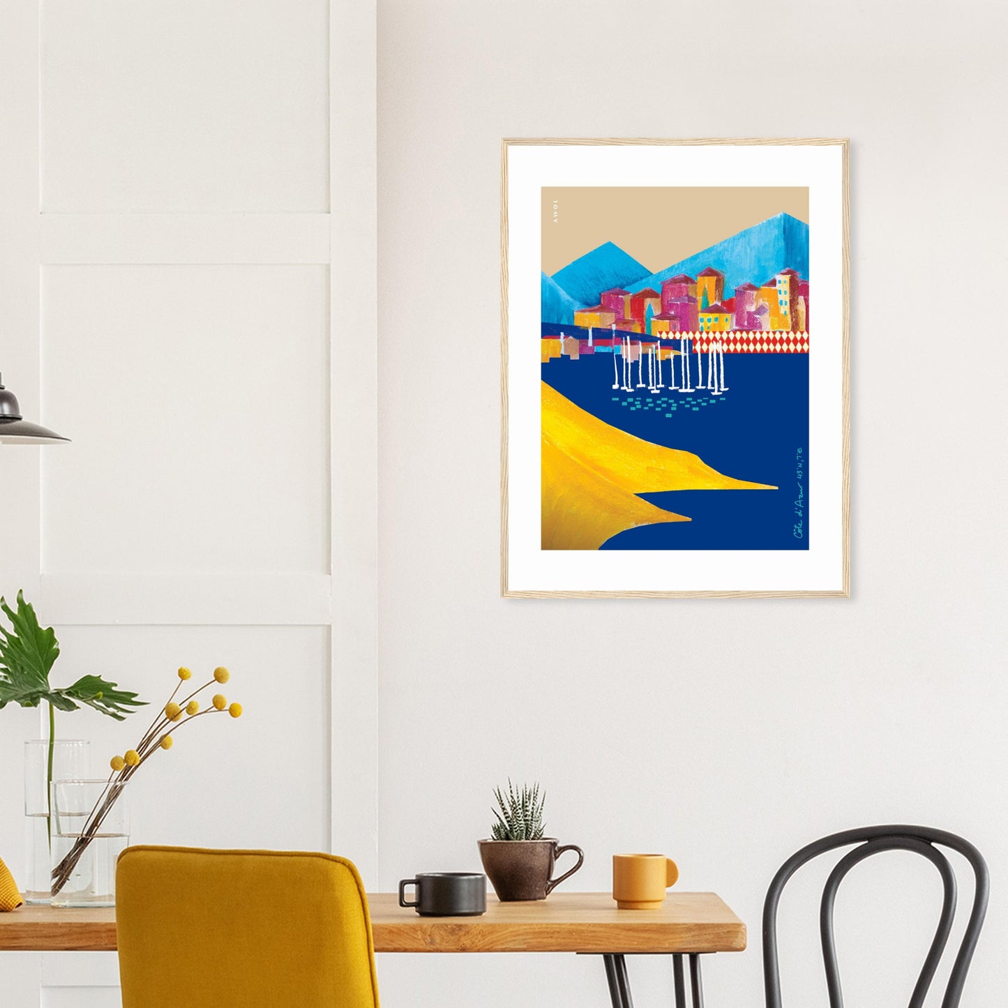 Colourful Beach Towns In The South of France Poster: Framed Art Print