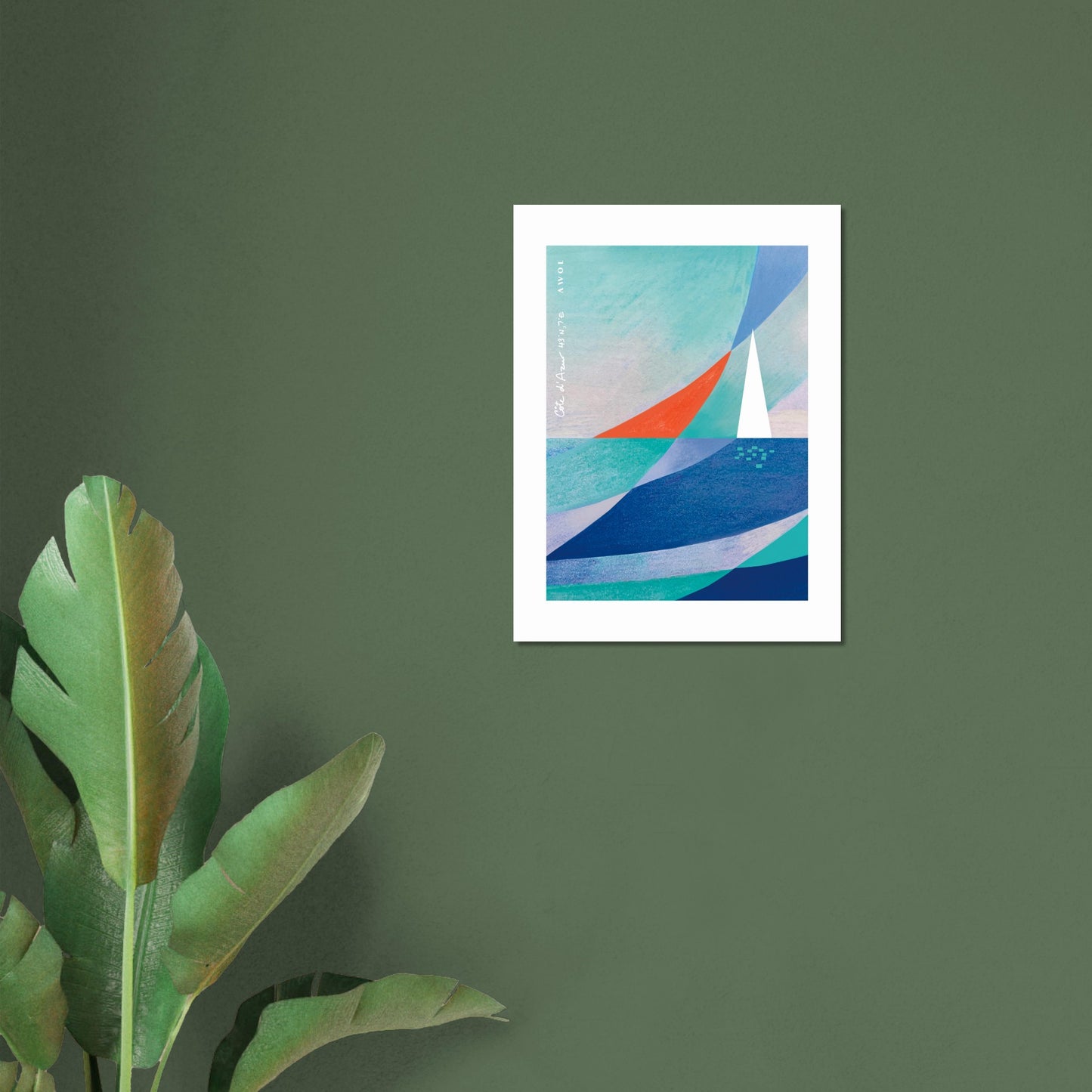 Sailing On Windy Seas, Abstract Sea Wall Art With Sailboat On The Med: Aluminum Print