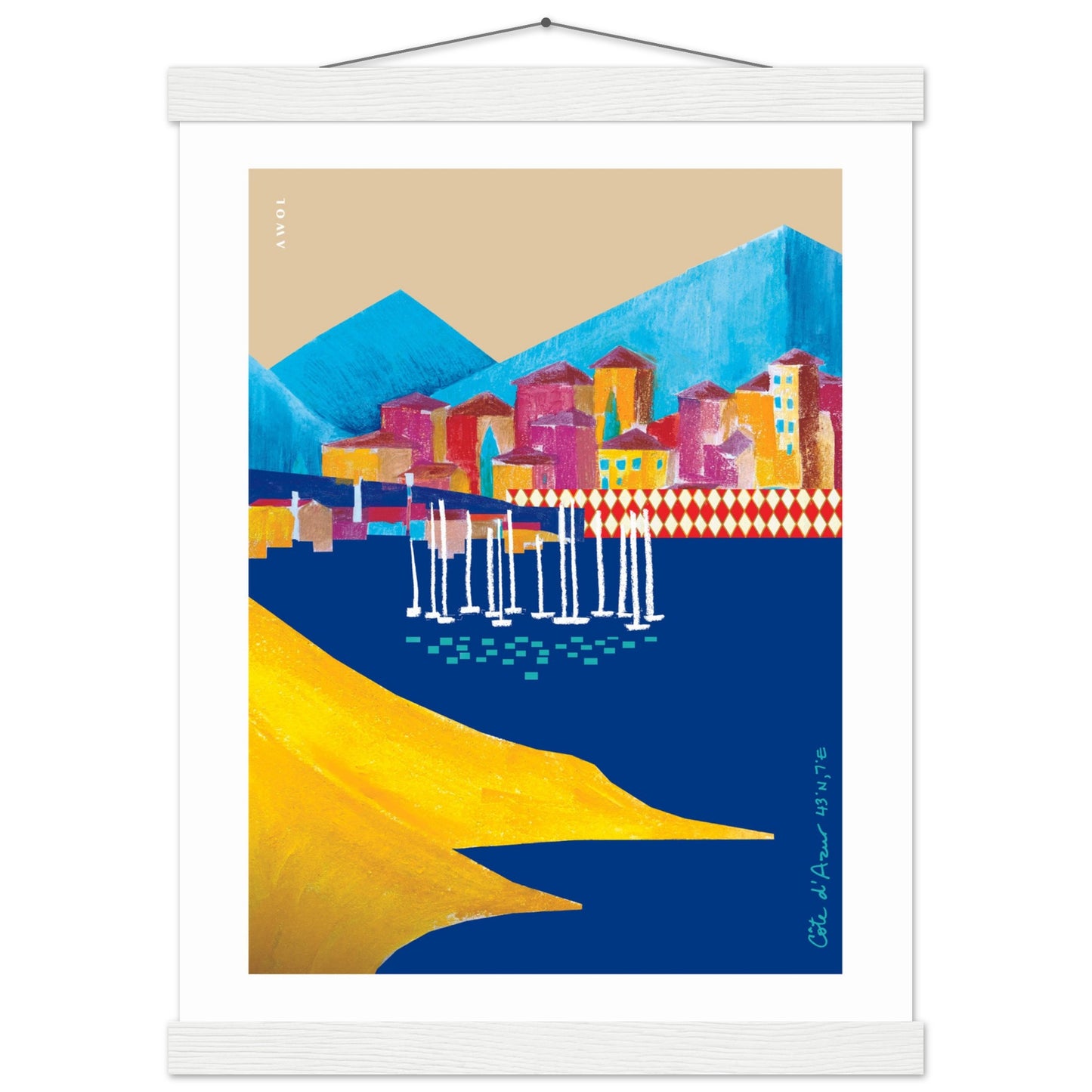 Colourful Villas On the Mediterranean Sea, Travel Poster With Hanger
