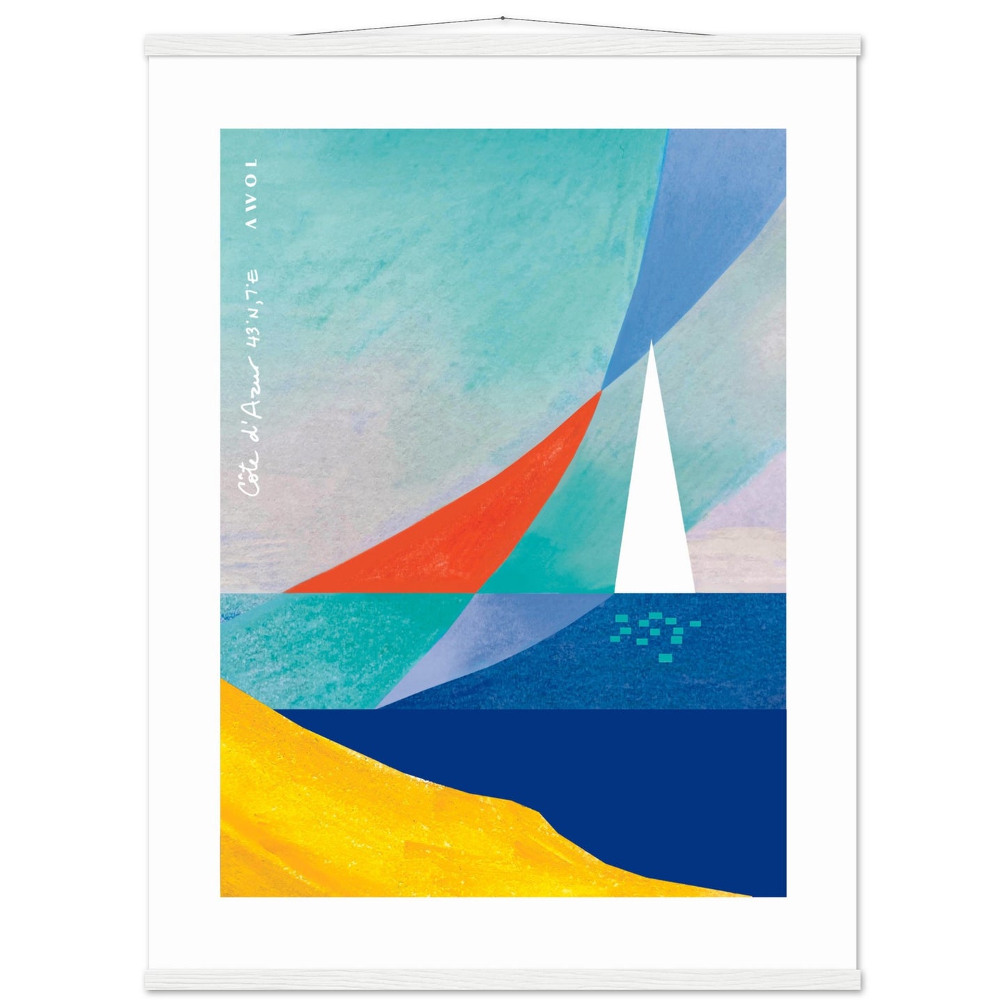 Sailboat On Abstract Sea: Côte d'Azur Poster with Hanger