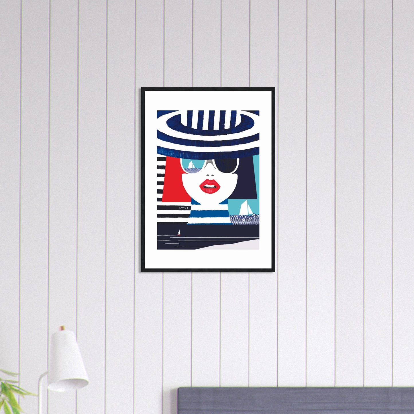 Portrait Of A Woman On The Beach: Mediterranean Wall Art, Framed Print